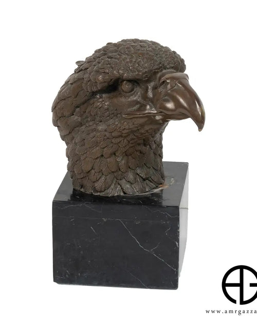 Load image into Gallery viewer, A Bronze Sculpture an Eagle Head on Marble Pedestal
