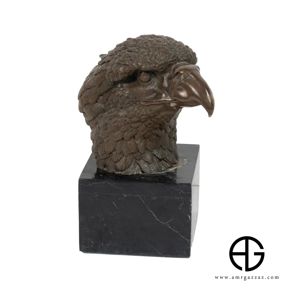 A Bronze Sculpture an Eagle Head on Marble Pedestal