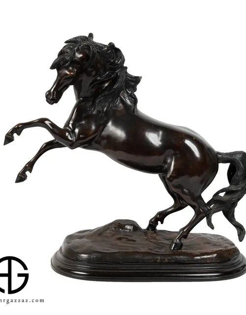 Load image into Gallery viewer, Stunning Galloping Horse Figurine in solid Bronze with Marble Base Western Decor
