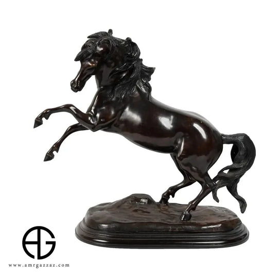 Stunning Galloping Horse Figurine in solid Bronze with Marble Base Western Decor