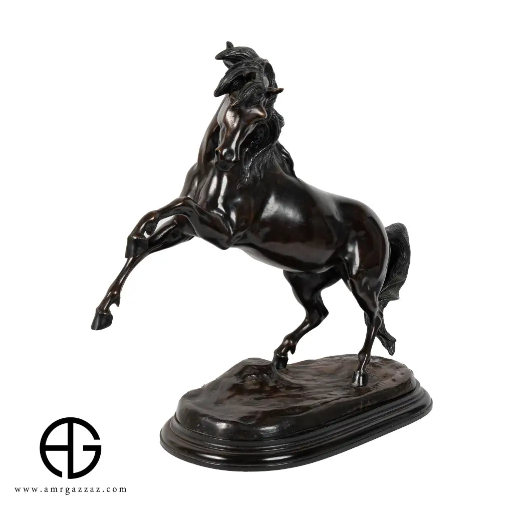 Stunning Galloping Horse Figurine in solid Bronze with Marble Base Western Decor