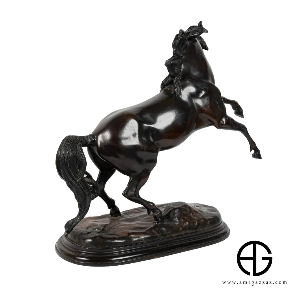 Stunning Galloping Horse Figurine in solid Bronze with Marble Base Western Decor