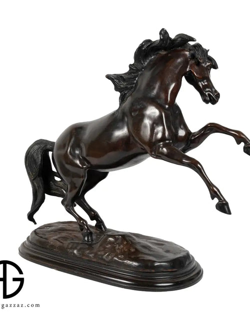 Load image into Gallery viewer, Stunning Galloping Horse Figurine in solid Bronze with Marble Base Western Decor
