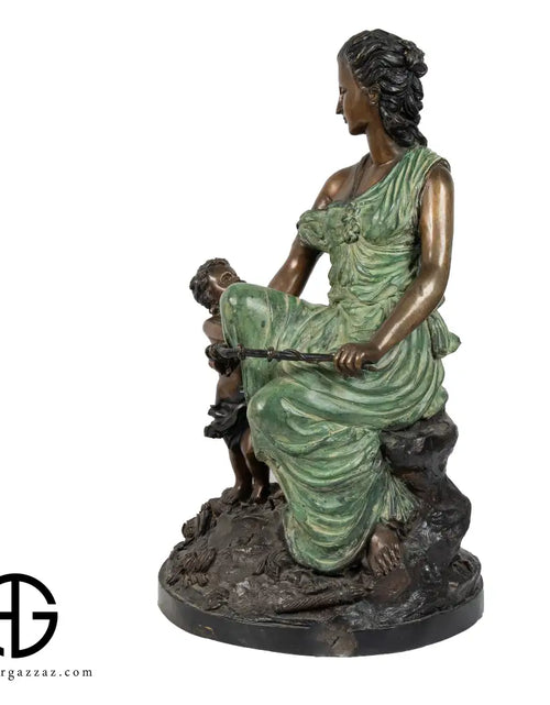 Load image into Gallery viewer, italian Rare Antique Heavy Bronze Sculpture Mother with child
