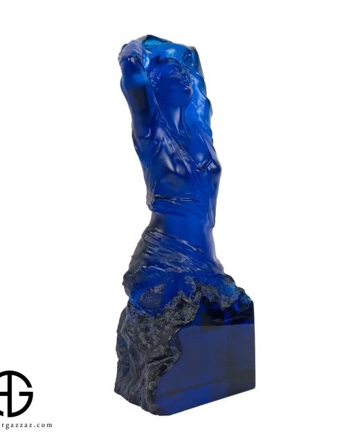 Load image into Gallery viewer, A PATE-DE-VERRE FEMALE GLASS SCULPTURE blue
