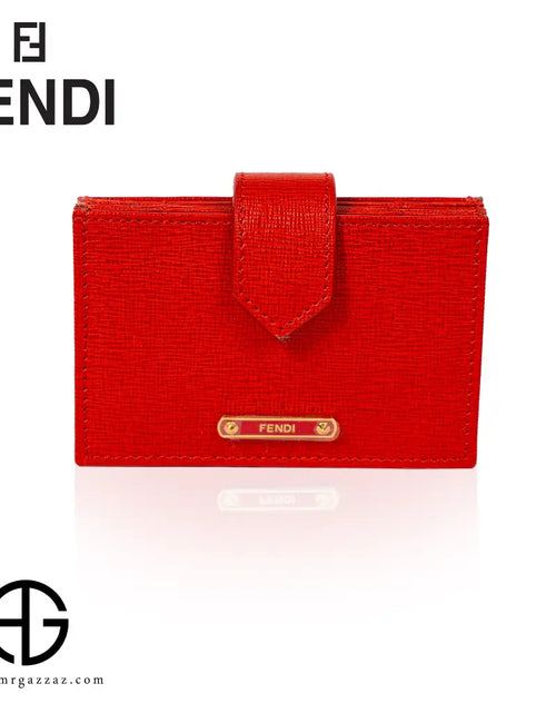 تحميل الصورة إلى عارض المعرض، Fendi Red Textured Leather Accordion Card Holder
