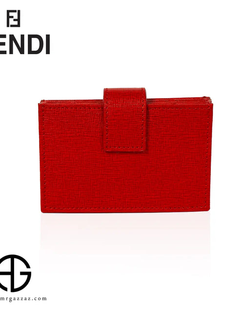 تحميل الصورة إلى عارض المعرض، Fendi Red Textured Leather Accordion Card Holder
