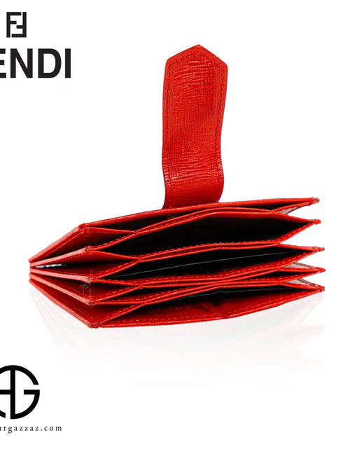 تحميل الصورة إلى عارض المعرض، Fendi Red Textured Leather Accordion Card Holder
