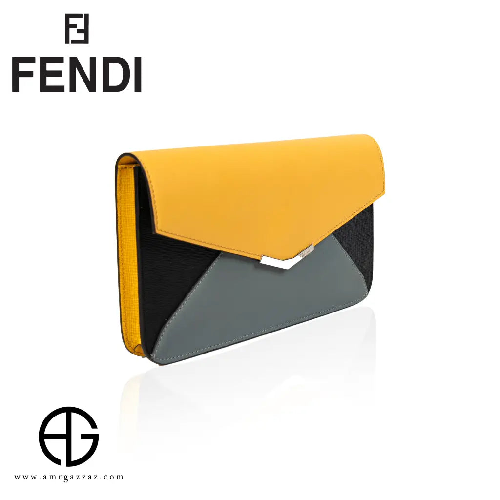 Fendi Tricolor Leather Envelope Clutch