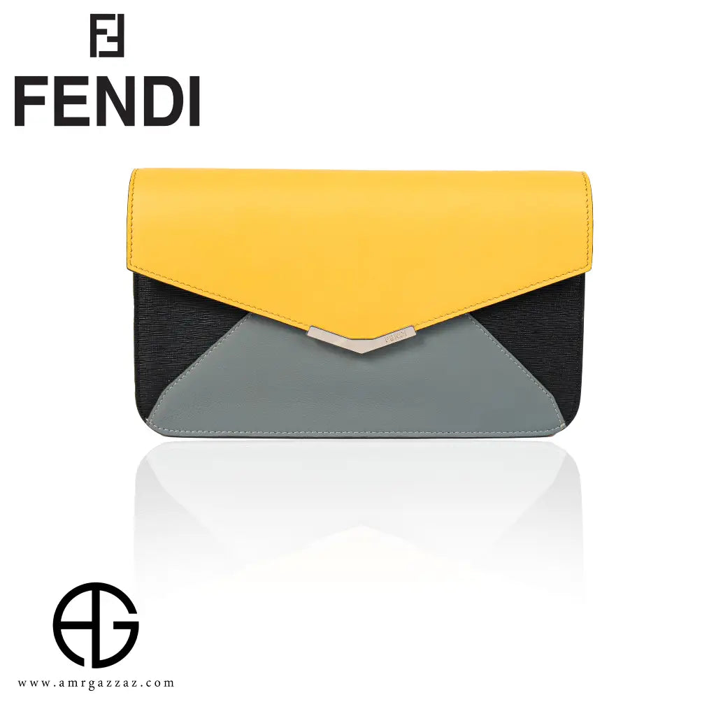 Fendi Tricolor Leather Envelope Clutch