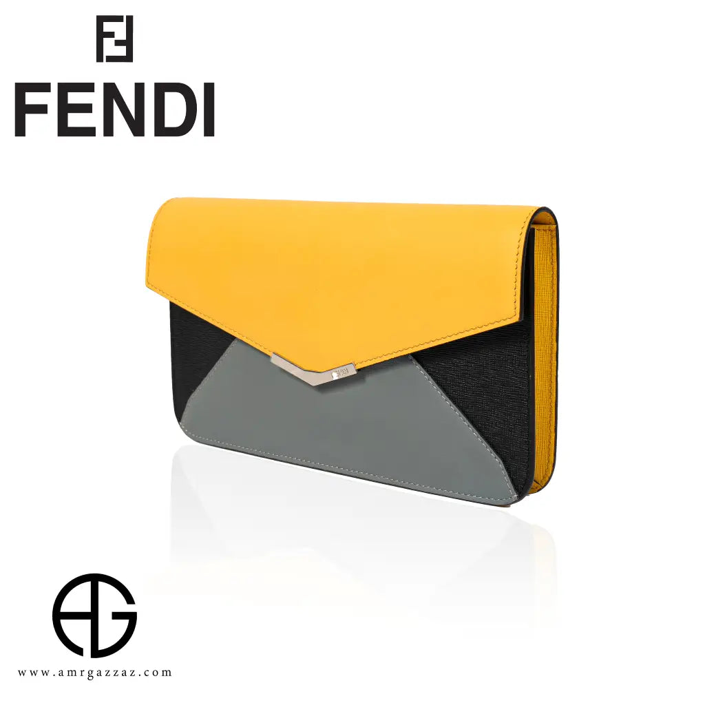 Fendi Tricolor Leather Envelope Clutch