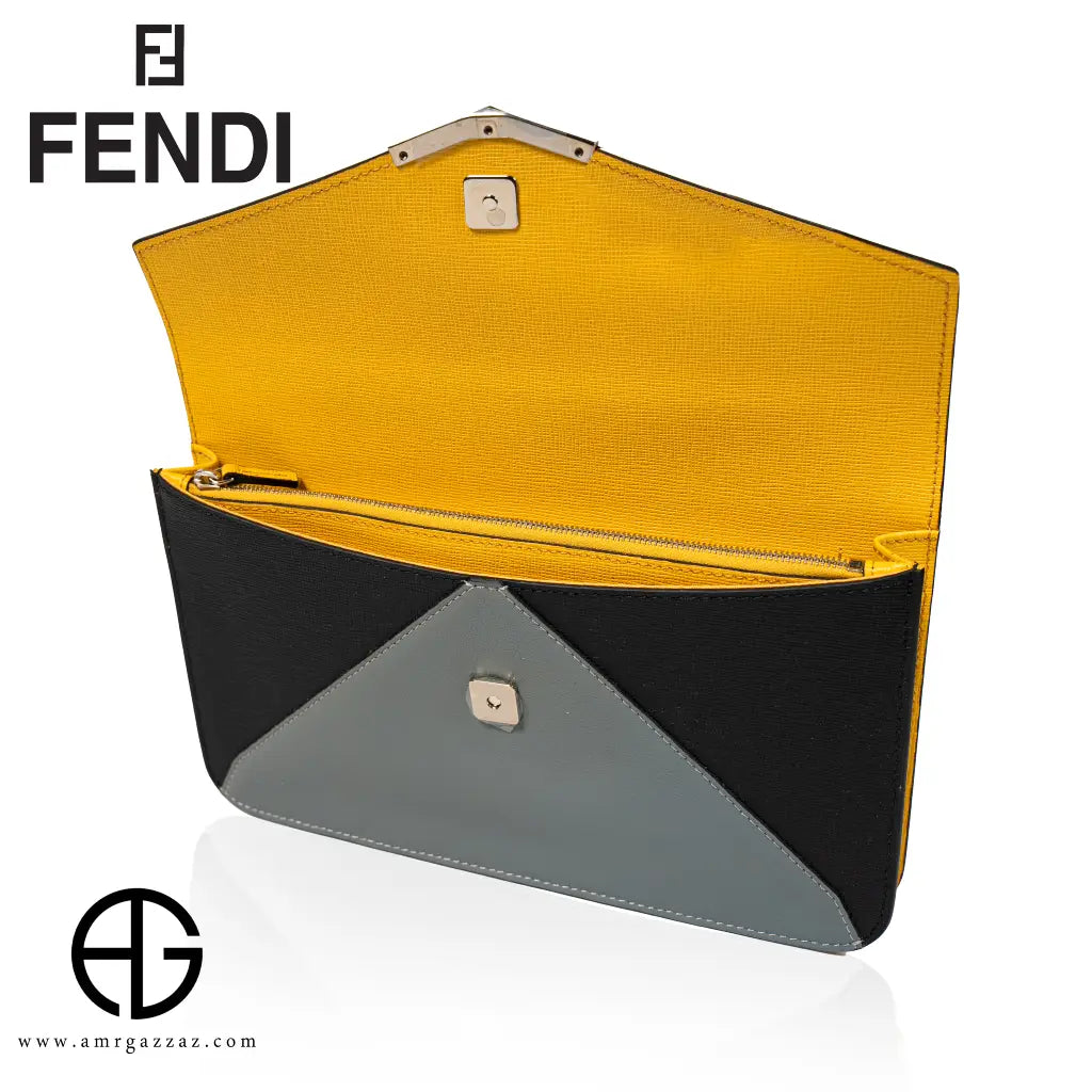 Fendi Tricolor Leather Envelope Clutch