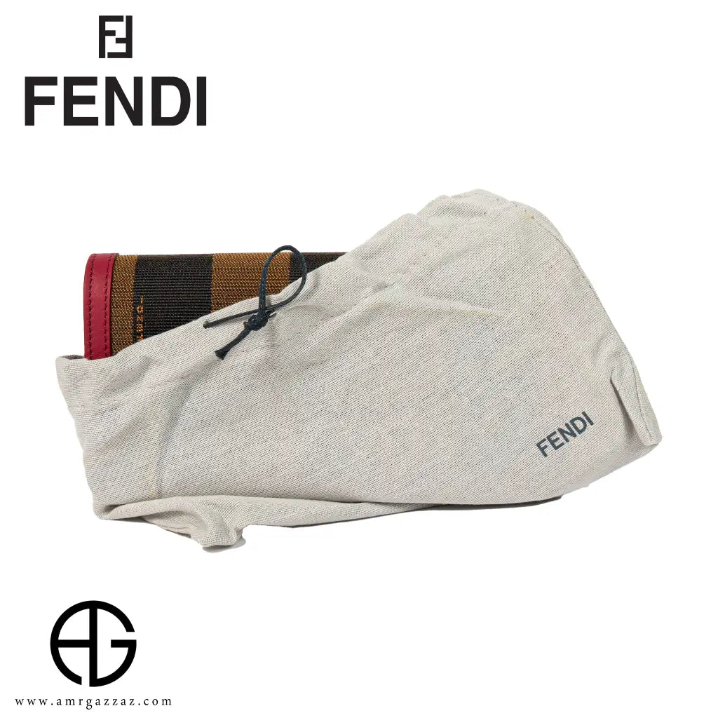 Fendi Striped Canvas & Leather Wallet