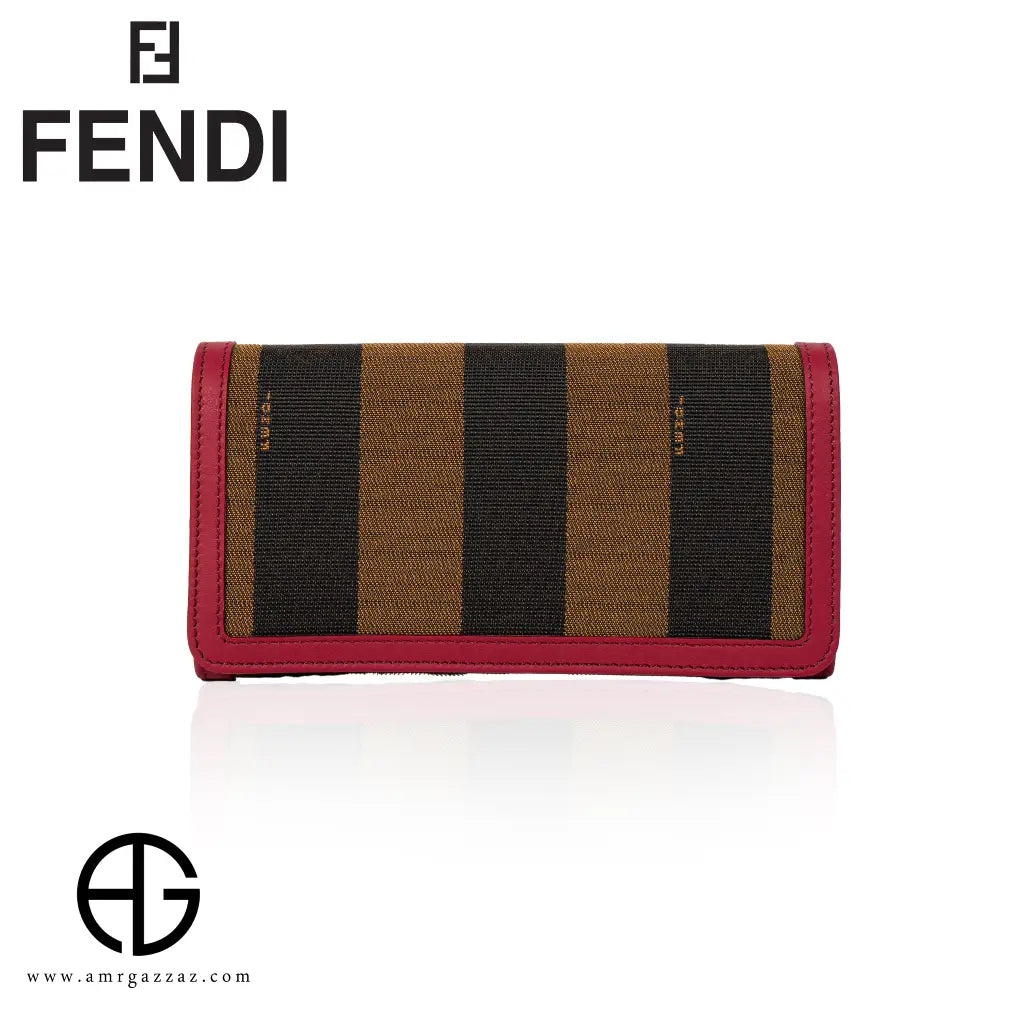 Fendi Striped Canvas & Leather Wallet