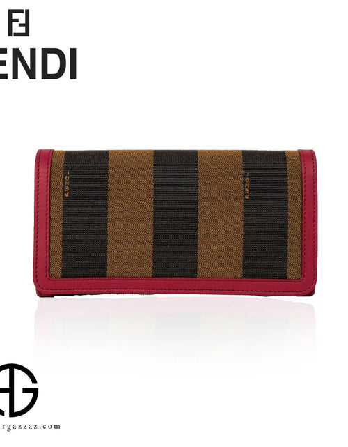 تحميل الصورة إلى عارض المعرض، Fendi Striped Canvas &amp; Leather Wallet
