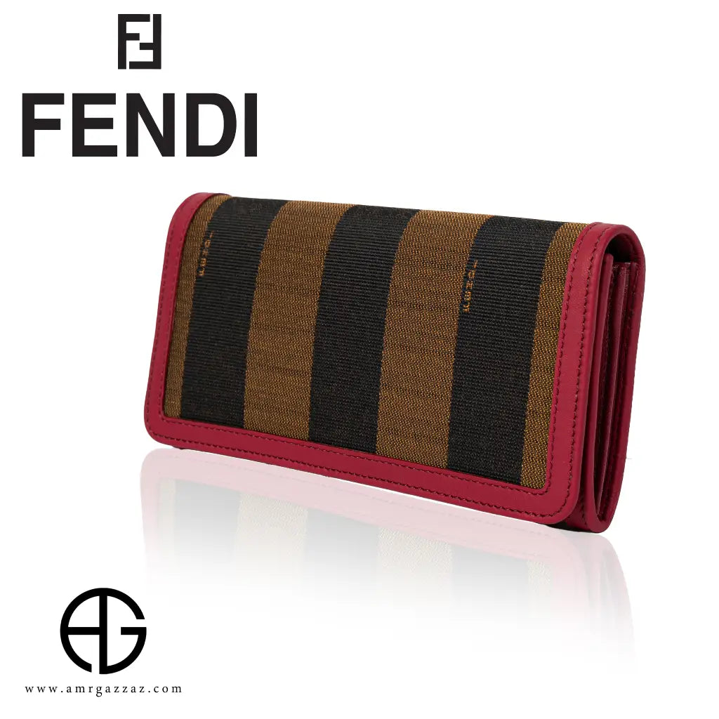 Fendi Striped Canvas & Leather Wallet