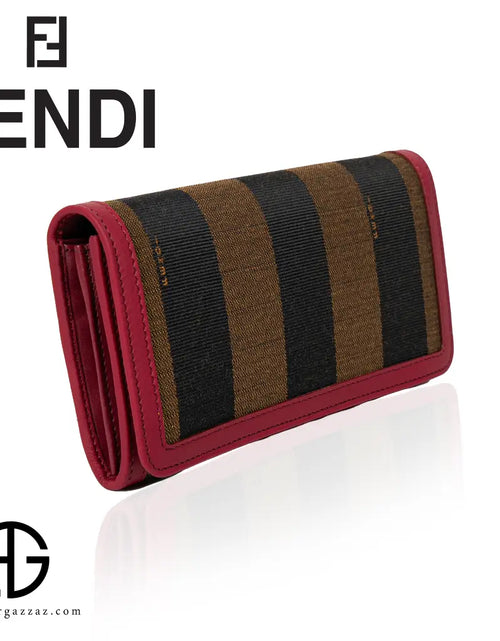 تحميل الصورة إلى عارض المعرض، Fendi Striped Canvas &amp; Leather Wallet
