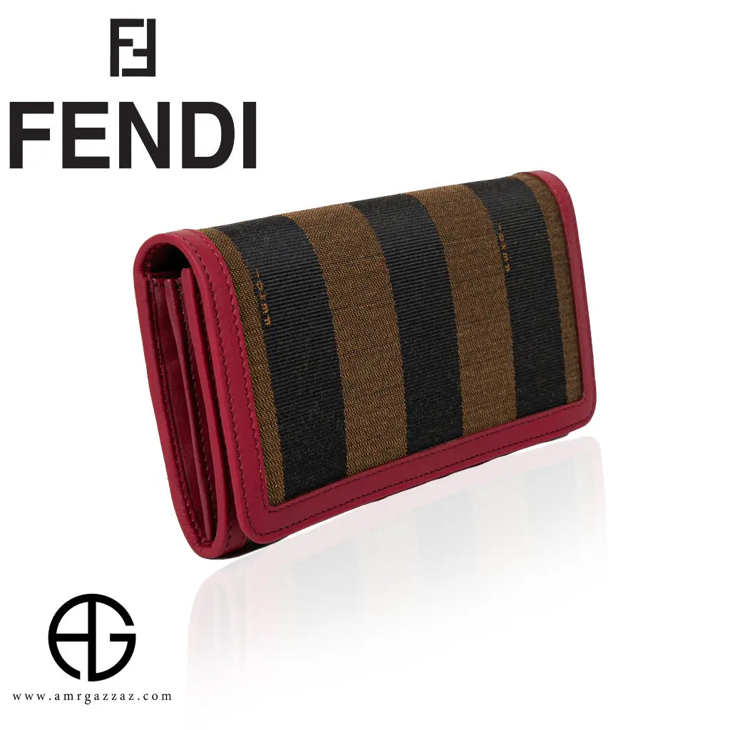 Fendi Striped Canvas & Leather Wallet