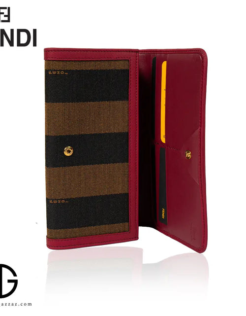 تحميل الصورة إلى عارض المعرض، Fendi Striped Canvas &amp; Leather Wallet
