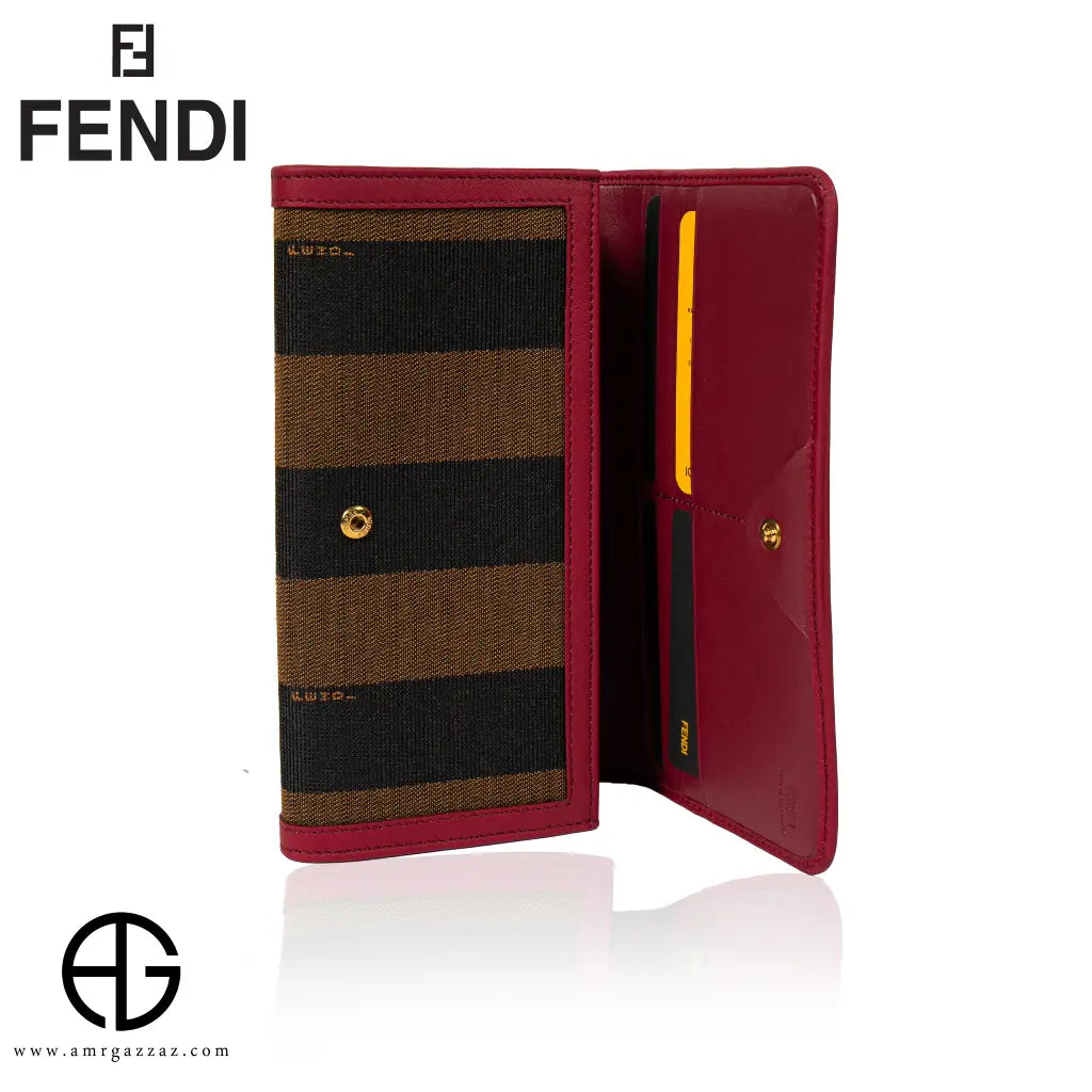 Fendi Striped Canvas & Leather Wallet