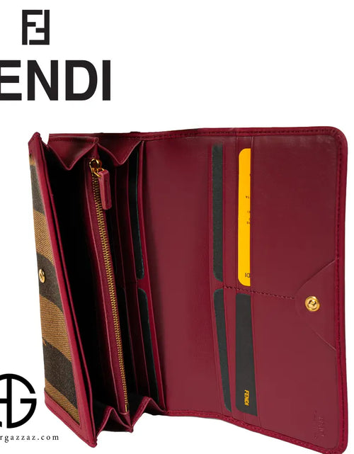 تحميل الصورة إلى عارض المعرض، Fendi Striped Canvas &amp; Leather Wallet
