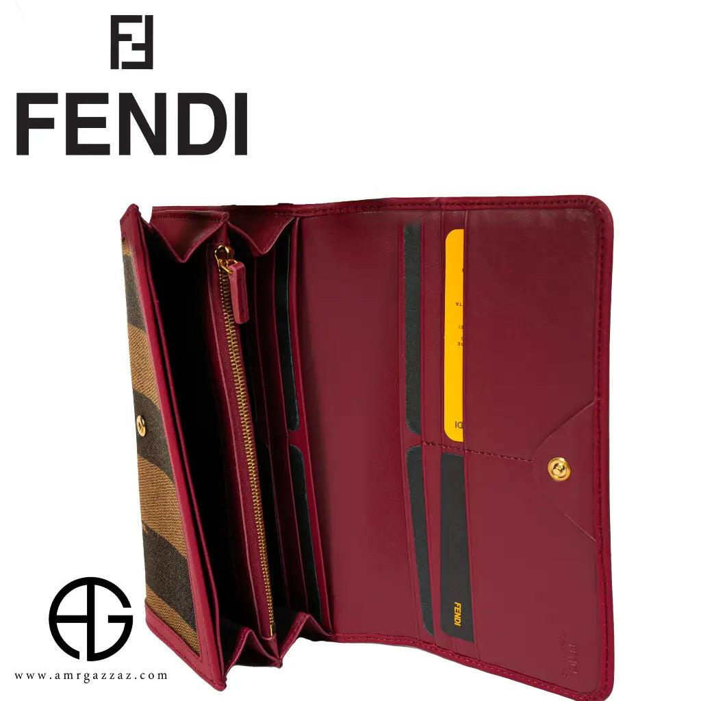 Fendi Striped Canvas & Leather Wallet