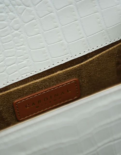 Load image into Gallery viewer, First Lady White croc embossed leather handbag MTO
