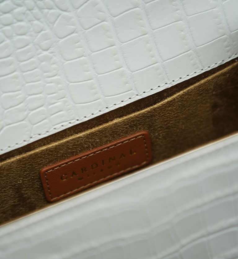 First Lady White croc embossed leather handbag MTO