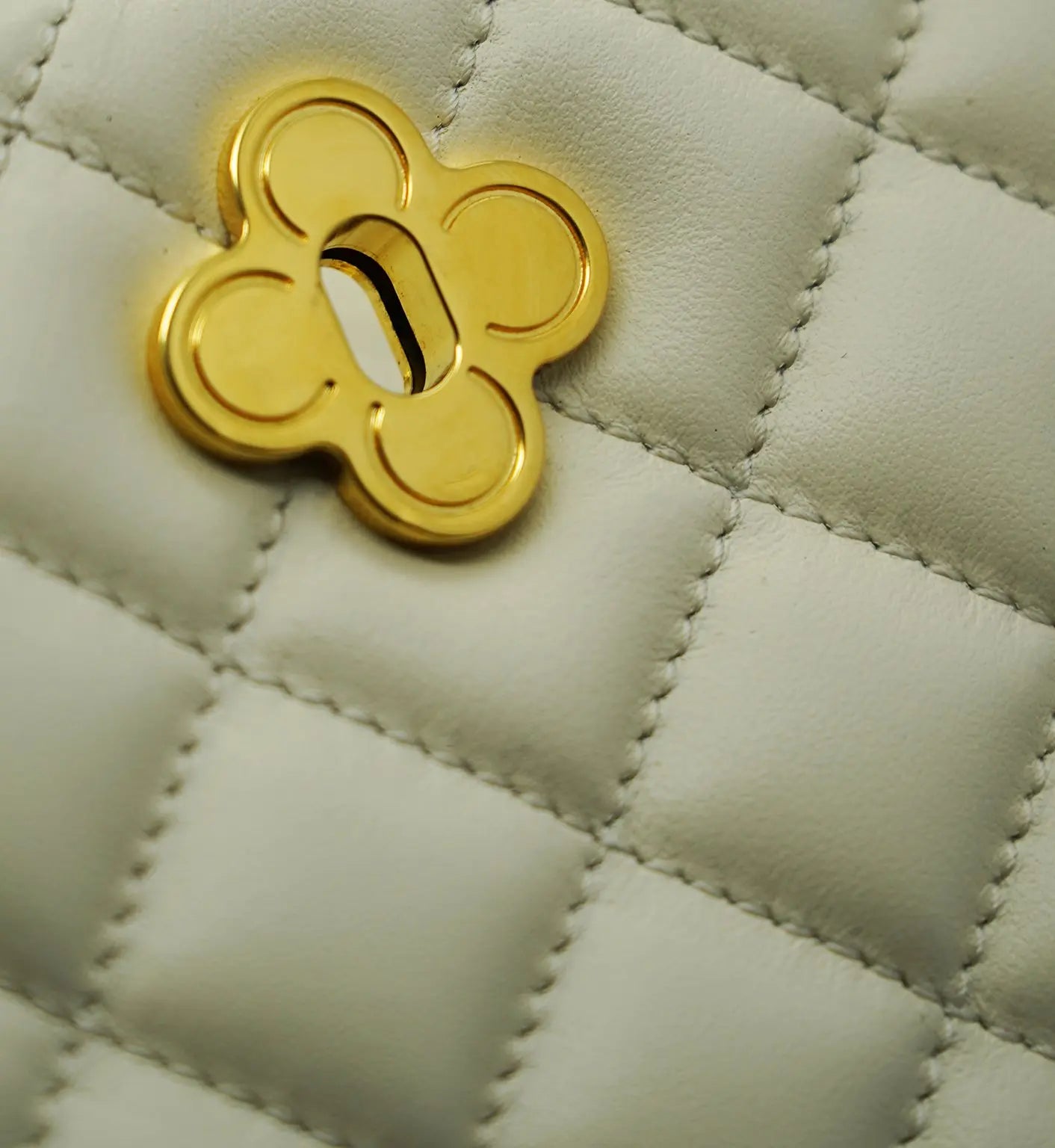 Opera Ivory Quilted Calf Leather Handbag