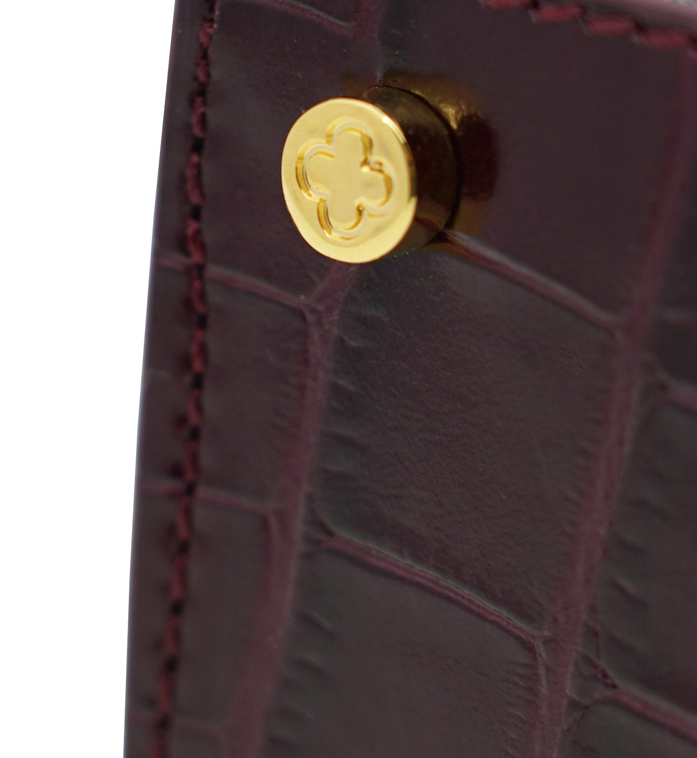 First Lady Burgundy croc embossed leather handbag