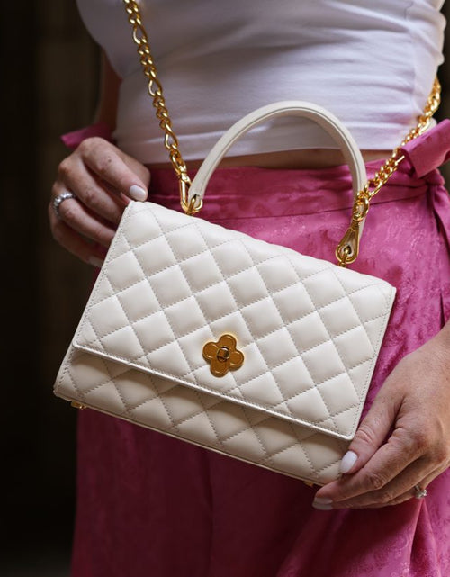 Load image into Gallery viewer, Opèra Quilted Ivory leather shoulder chain bag
