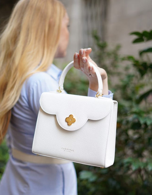 Load image into Gallery viewer, First Lady White textured leather handbag
