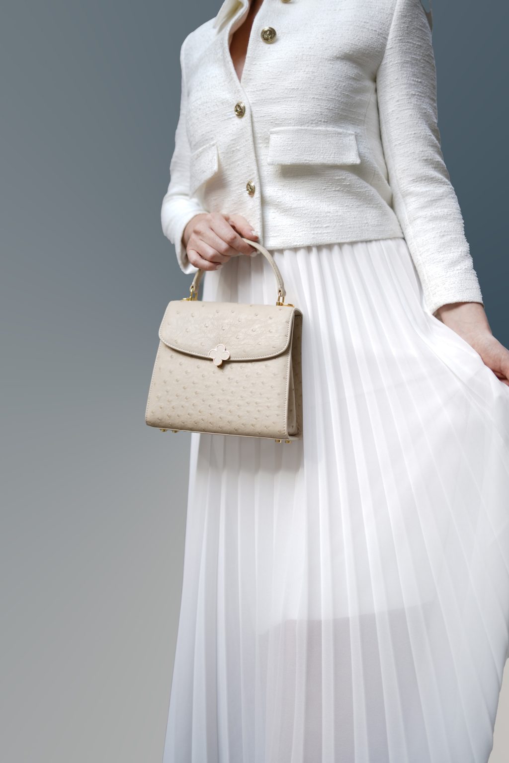 Tiffany 21 Beige Ostrich leather handbag