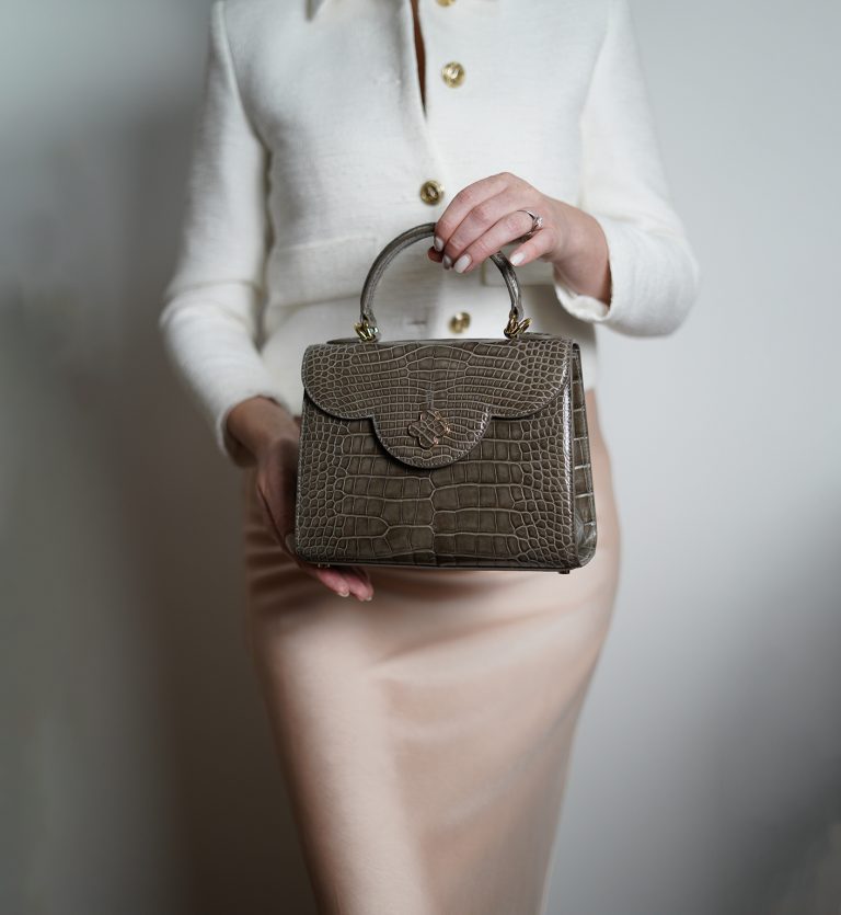 First Lady Taupe Alligator leather handbag