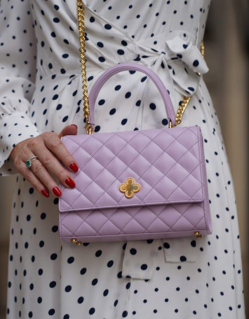 Load image into Gallery viewer, Opèra Quilted lilac leather shoulder bag MTO
