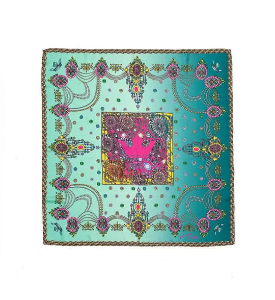 The Crown Aquamarine Printed Silk-twill Scarf