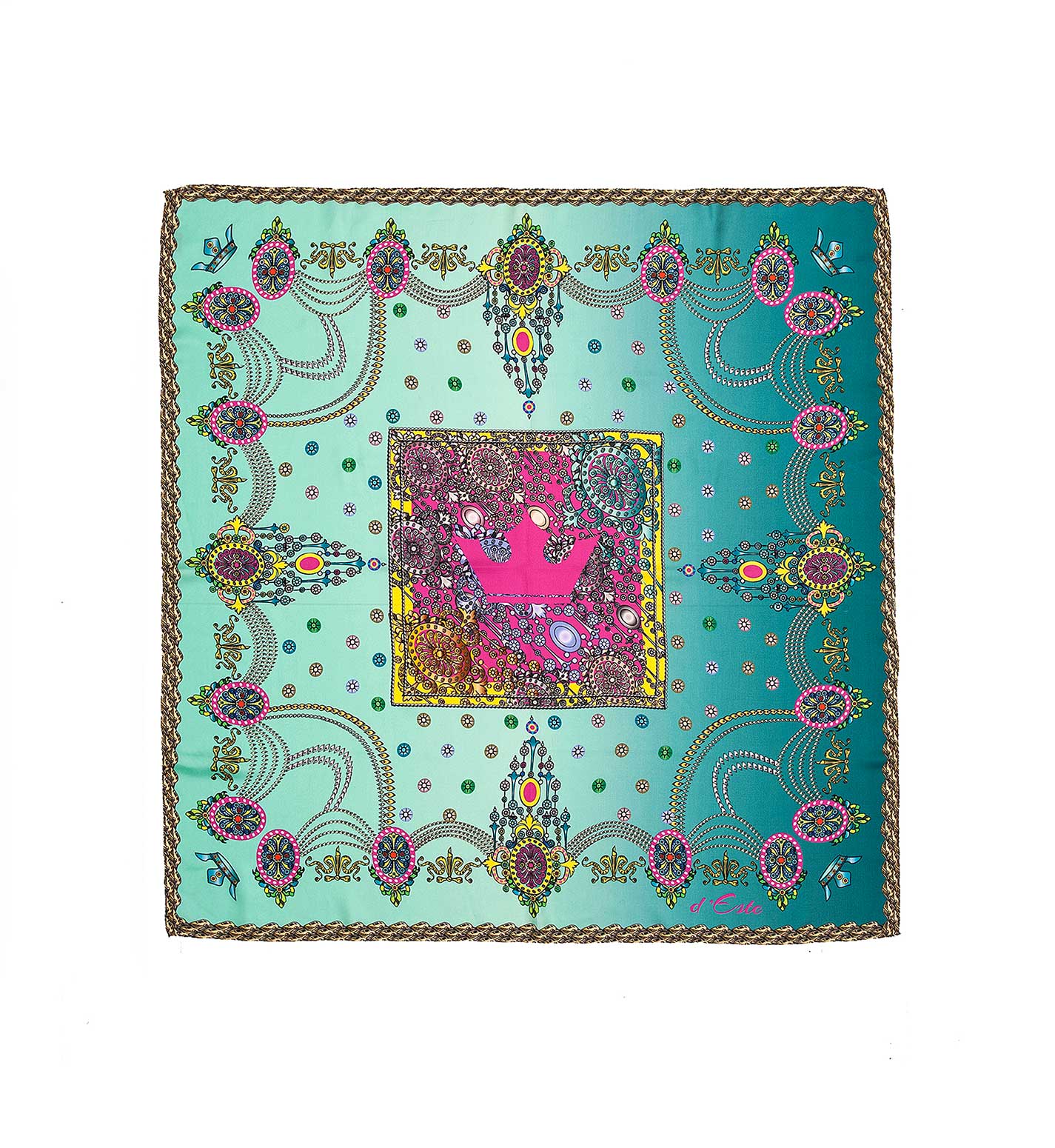 The Crown Aquamarine Silk Foulard