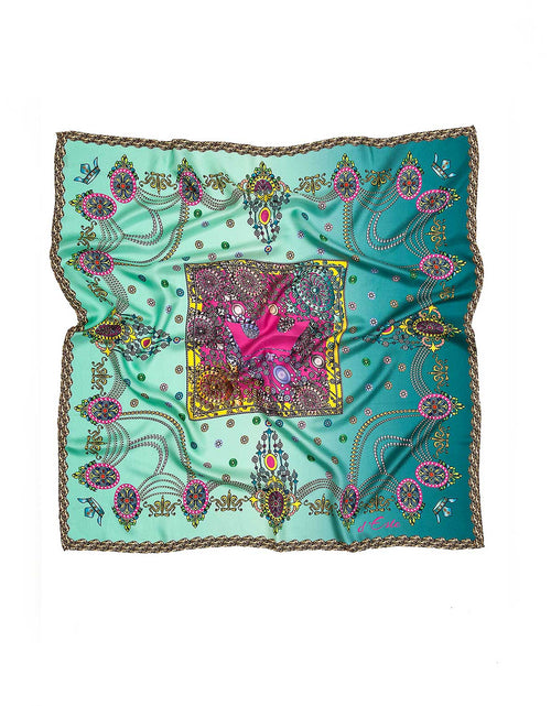 Load image into Gallery viewer, The Crown Aquamarine Silk Foulard
