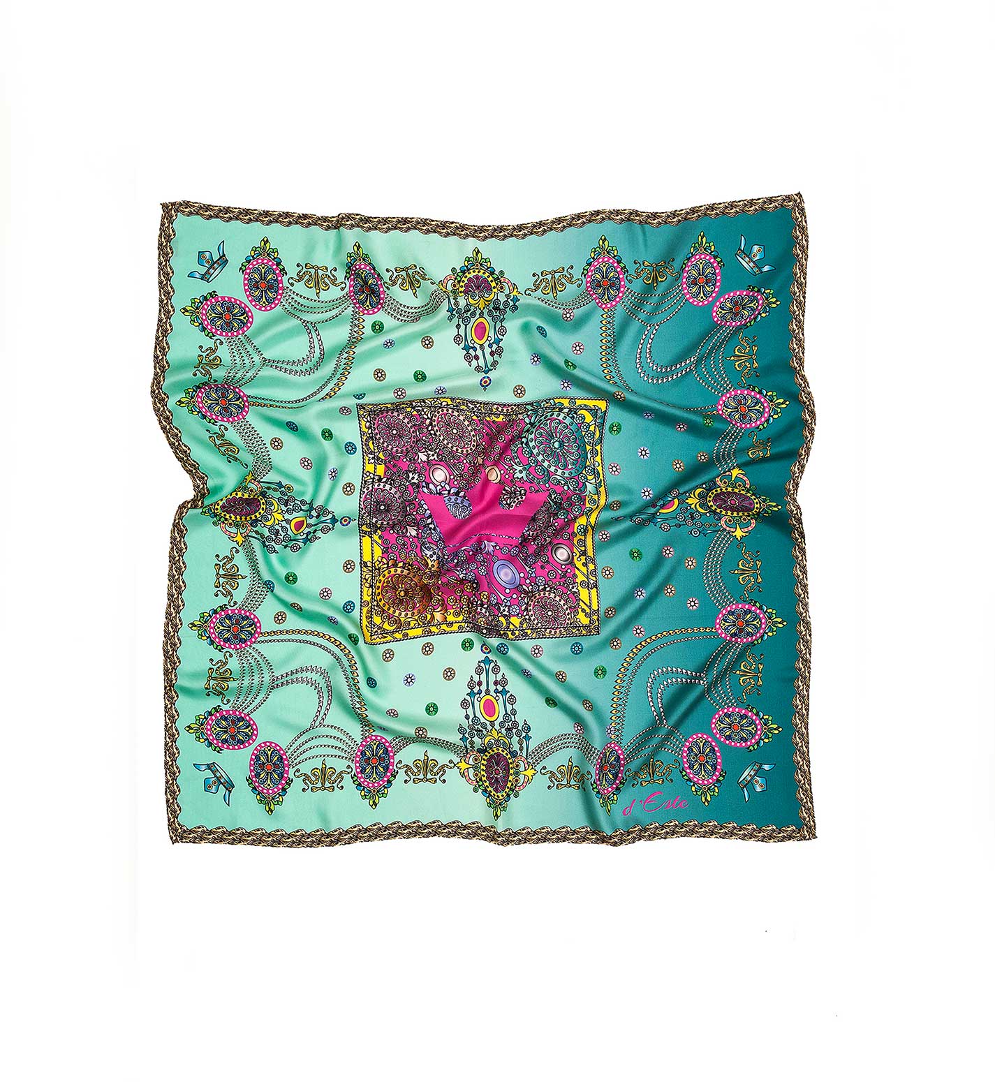 The Crown Aquamarine Silk Foulard