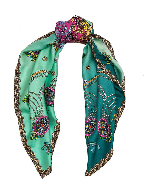 Load image into Gallery viewer, The Crown Aquamarine Silk Foulard
