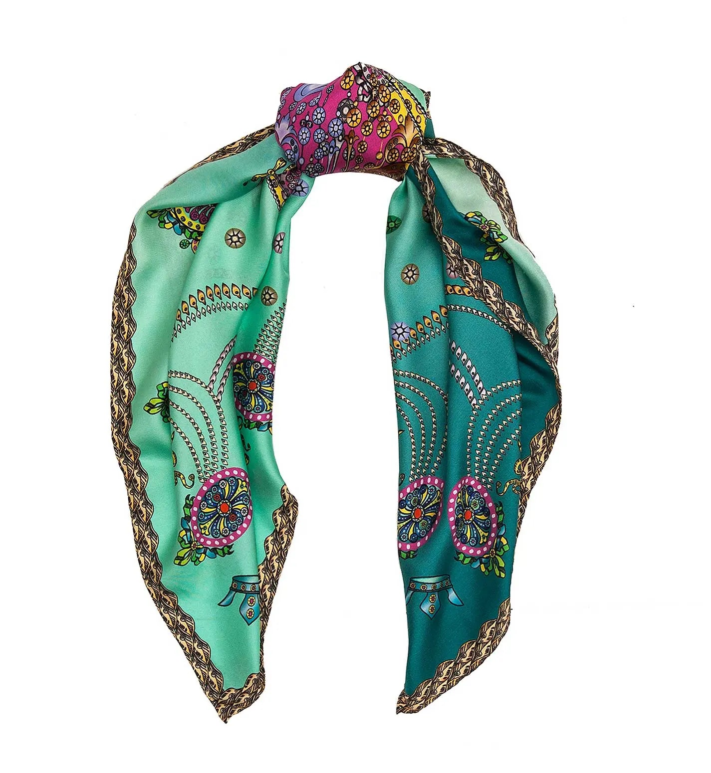 The Crown Aquamarine Silk Foulard