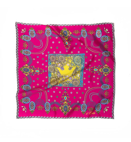 The Crown Fuchsia Printed Silk-twill Scarf