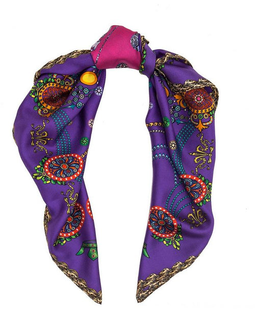 Load image into Gallery viewer, The Crown Violet Printed Silk-twill Scarf
