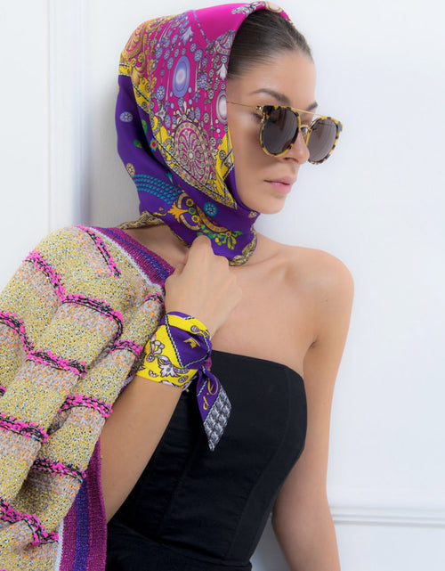 Load image into Gallery viewer, The Crown Violet Printed Silk-twill Scarf
