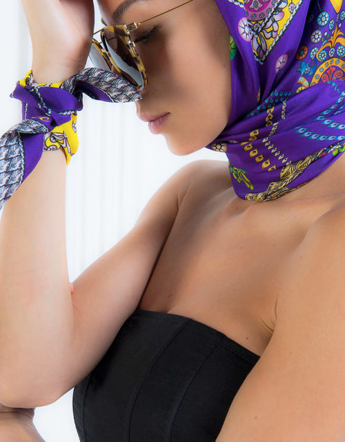 Load image into Gallery viewer, The Crown Violet Printed Silk-twill Scarf

