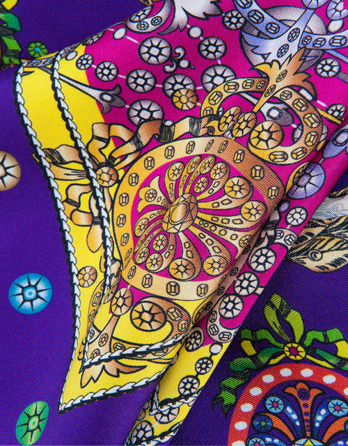 Load image into Gallery viewer, The Crown Violet Printed Silk-twill Scarf
