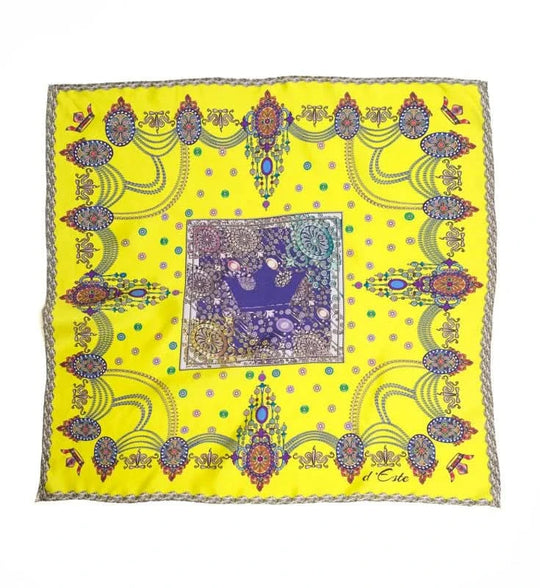 The Crown Yellow Printed Silk-twill Scarf