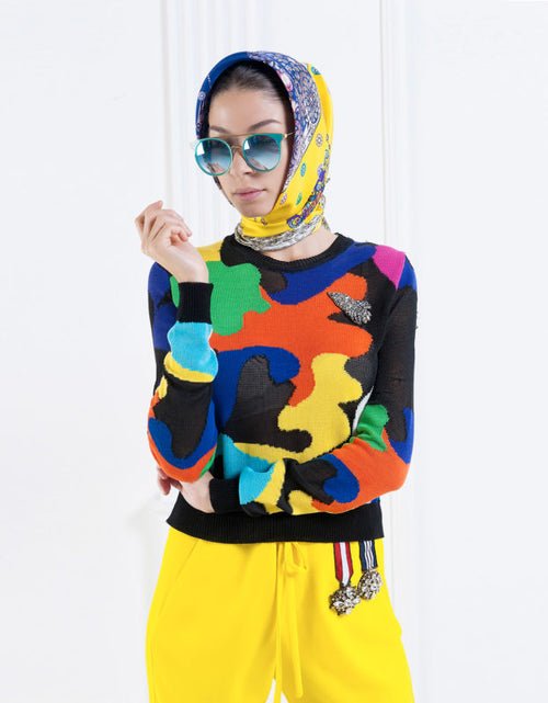 Load image into Gallery viewer, The Crown Yellow Printed Silk-twill Scarf

