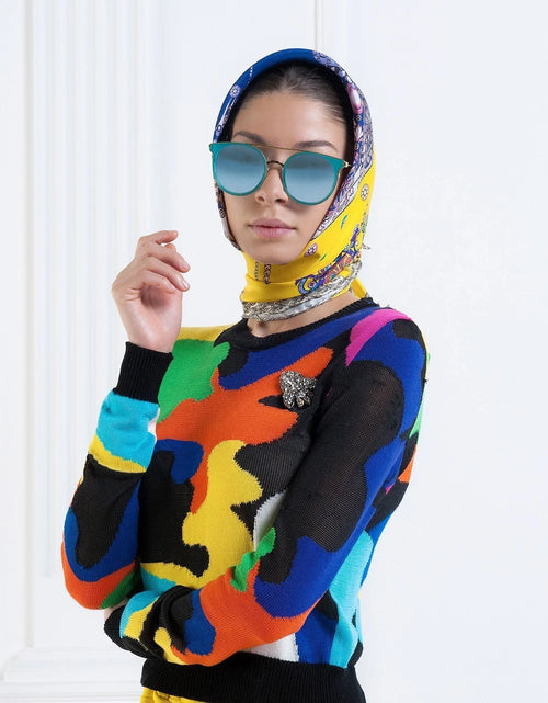 Load image into Gallery viewer, The Crown Yellow Printed Silk-twill Scarf
