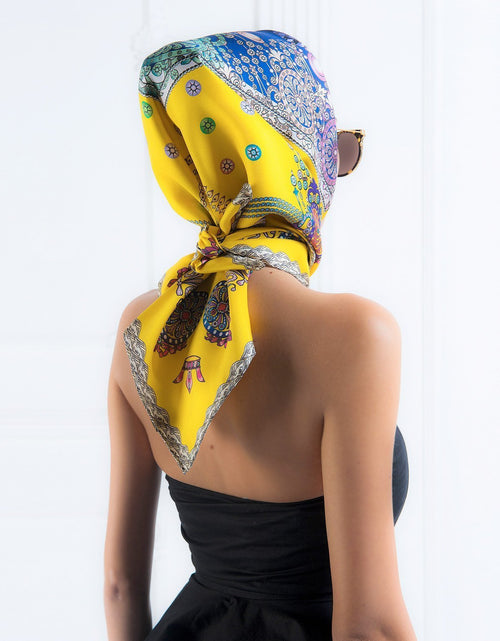 Load image into Gallery viewer, The Crown Yellow Printed Silk-twill Scarf
